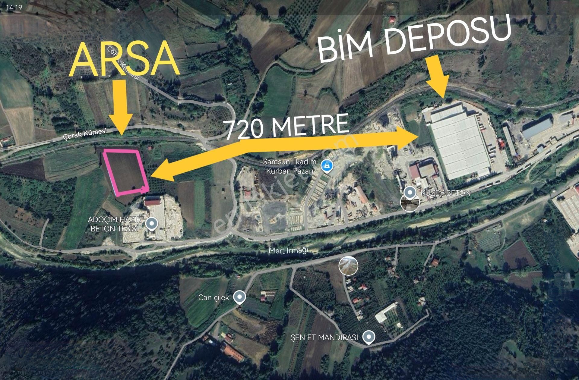 Samsun İlkadım Mert Irmağı Üstündeki , 7.382 M2 Ticari Parselin,çoğunluğu (5.421 M2 ) Satılıktır