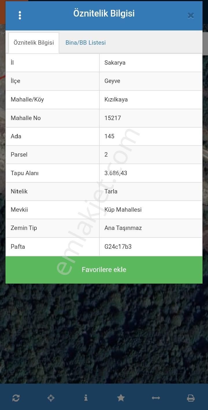 Sakarya Geyve Kızılkayada Fırsat 3.7 Dönüm Tarla