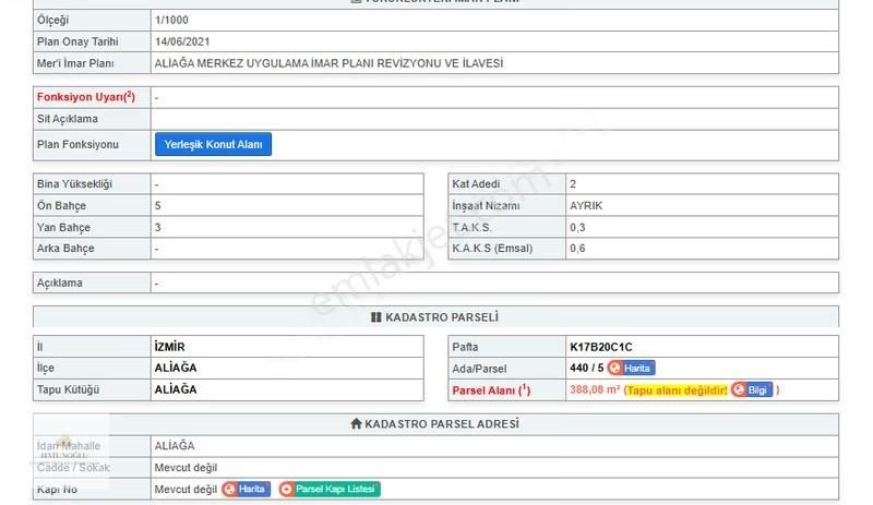 Hatunoğlu'ndan Satılık Aliağa-yalı Mahallesi'nde 388 M2 Arsa