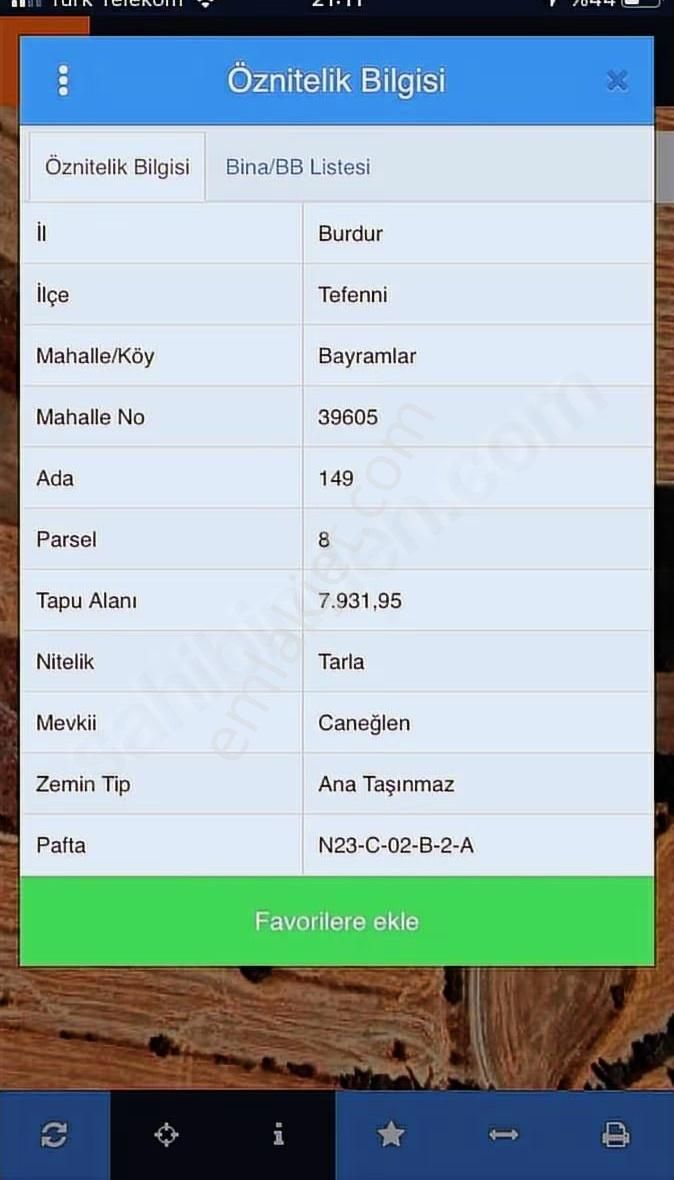 Burdur / Tefenni / Bayramlar Mahallesi Satılık Tarla - Görsel 2