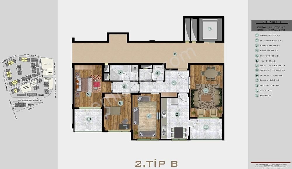 Meram Aksinne Evlerinde Ödemesiz Masrafsız 3+1 Ara Kat Daire! - Görsel 15