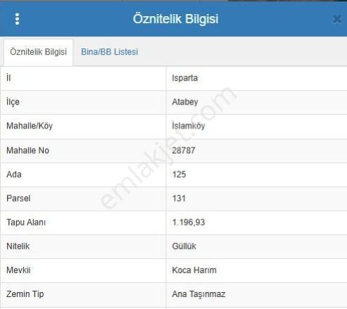 Isparta Atabey İslamköy Koca Harım Mevkii Satılık 1.196 M² Tarla - Görsel 2