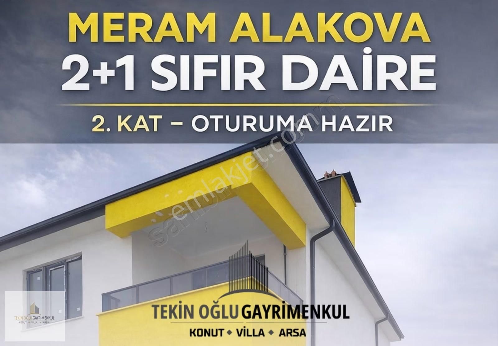 Meram Alakova'da 2+1 Satılık Sıfır Daire Cadde Cephe