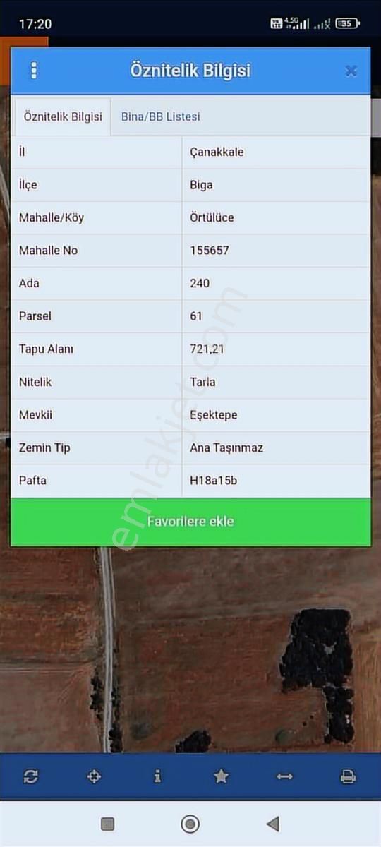 Çanakkale Biga Örtülüce Köyünde Satılık 721 M2 Tarla - Görsel 2