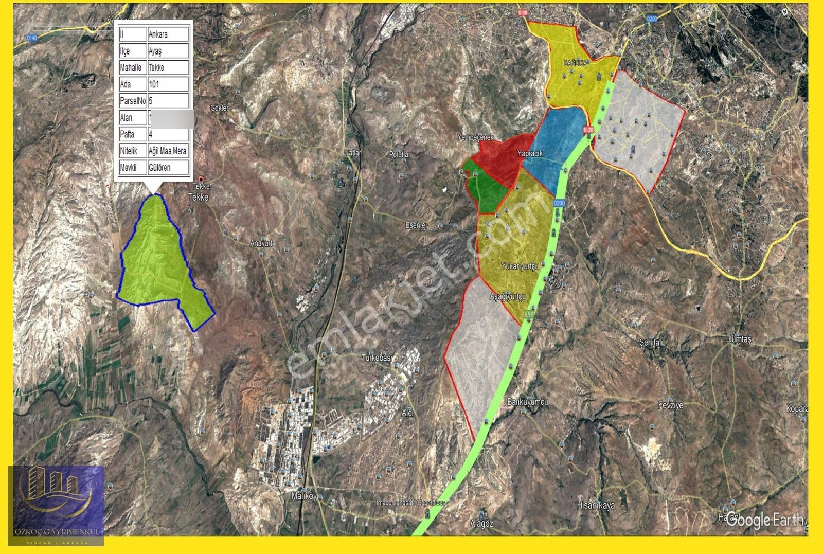 Ayaş Tekke Gülören 101 Ada 5 Parselde 9.000 M² Emsalsiz Hisse - Görsel 17