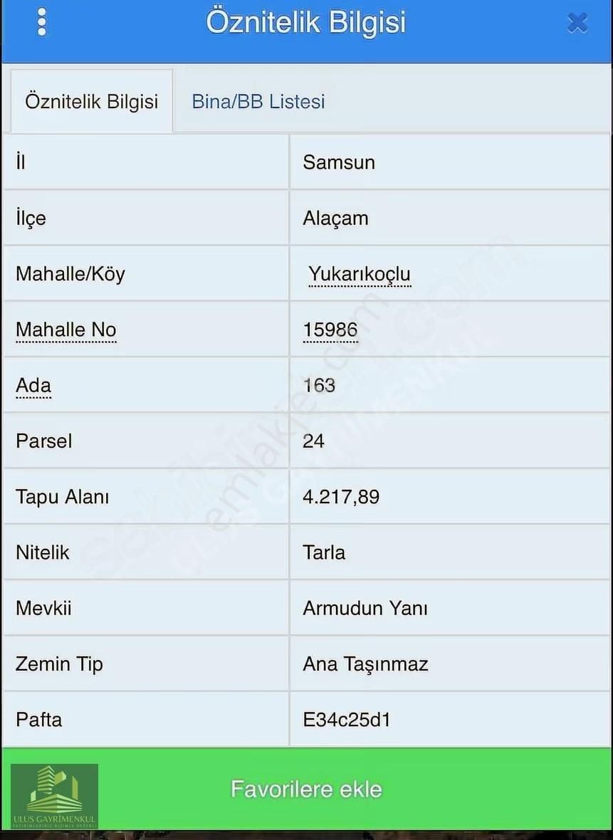 Ulus'tan Alaçam / Yukarı Koçluda 4217 M2 Müstakil Tek Tapu Arazi - Görsel 2