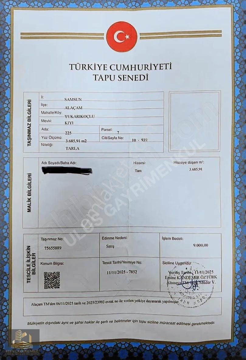 Alaçam / Yukarıkoçlu Köyünde Müstakil Tek Tapu 3.685 M2 Arazi - Görsel 3