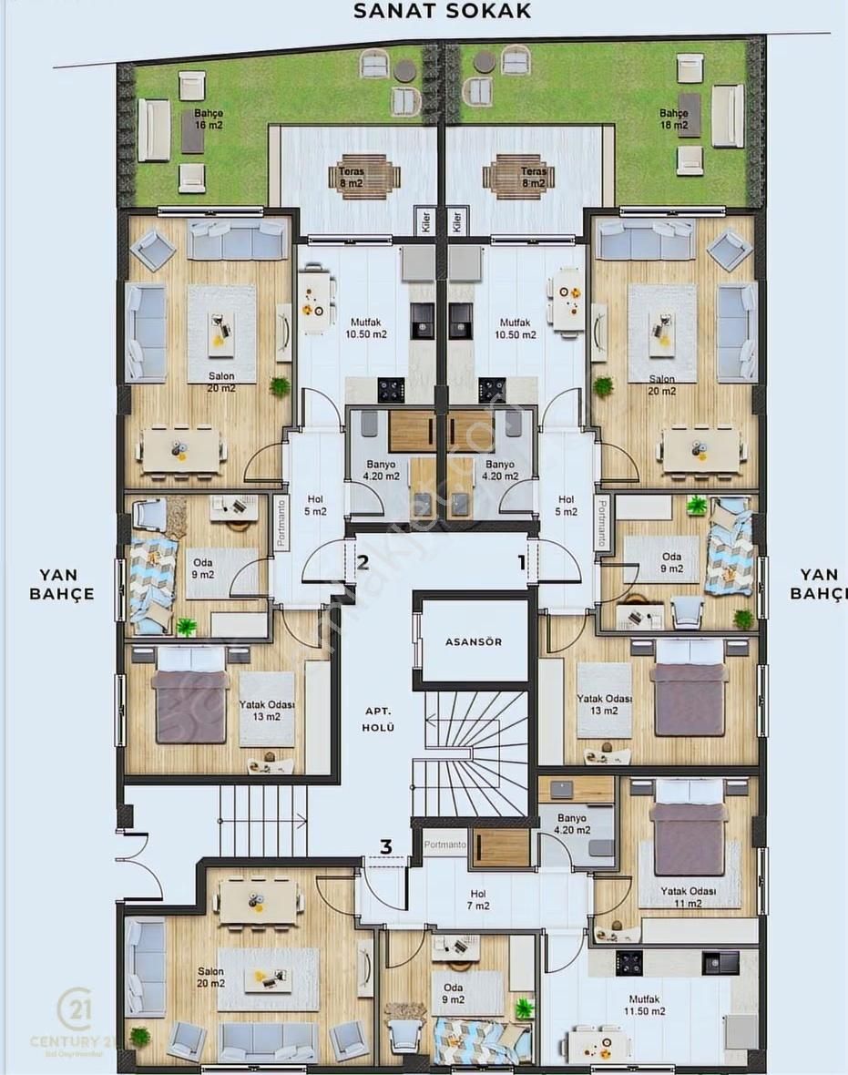 Century21 Bal'dan Bahçelievler Mah.'de Satılık 2+1 Daire - Görsel 22