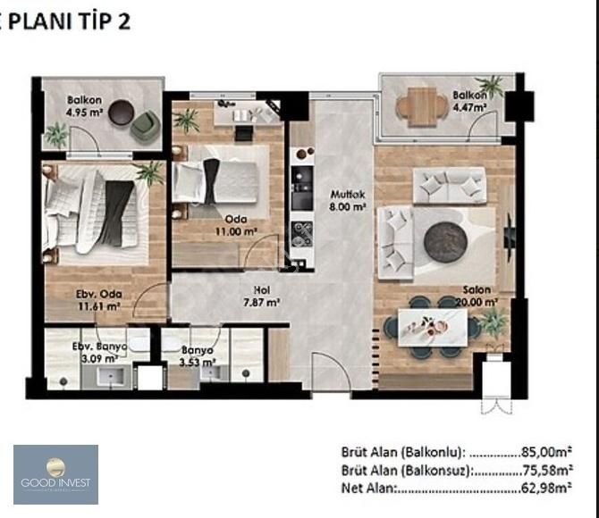 Saraycıkta Satılık Lüks Sitede 2+1 Daire - Görsel 4