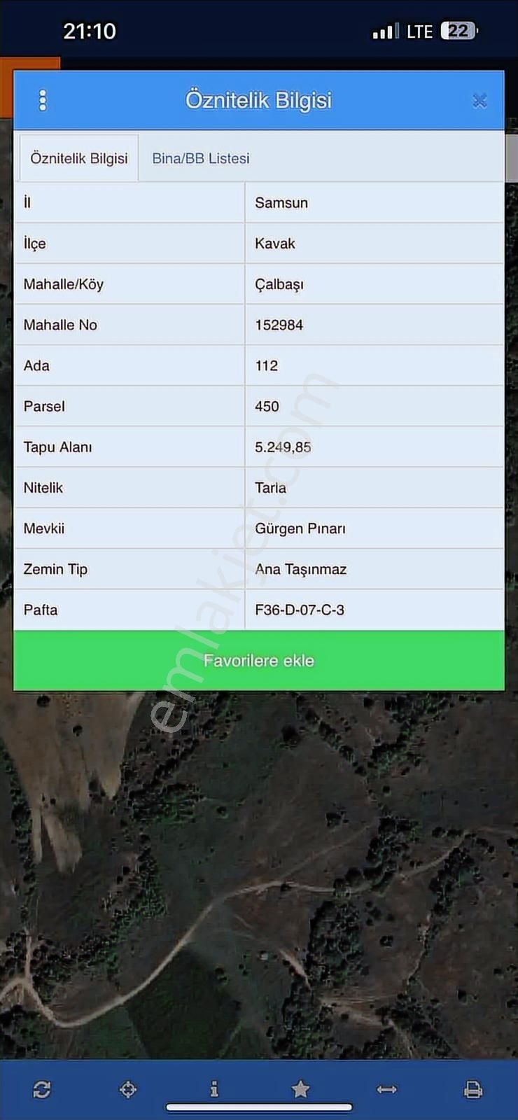 Kavak Çalbaşı M2 Fiyatı 200 Tl Arıcılığa Uygun Tarla