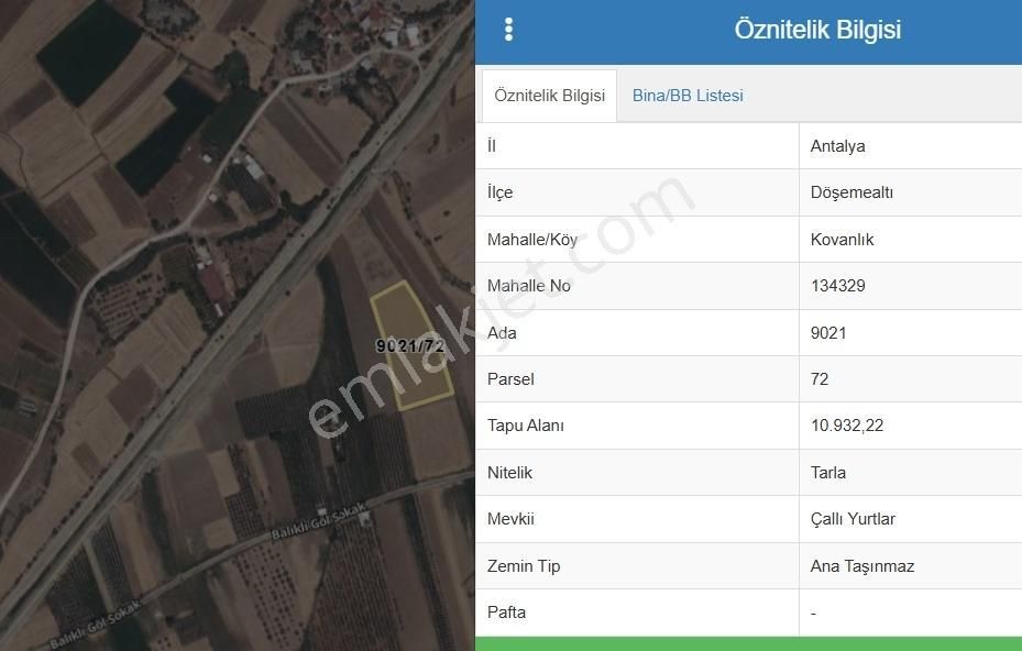 Antalya Döşemealtı Kovanlık Köyünde 10.932 M² Yatırımlık Arsa - Görsel 3
