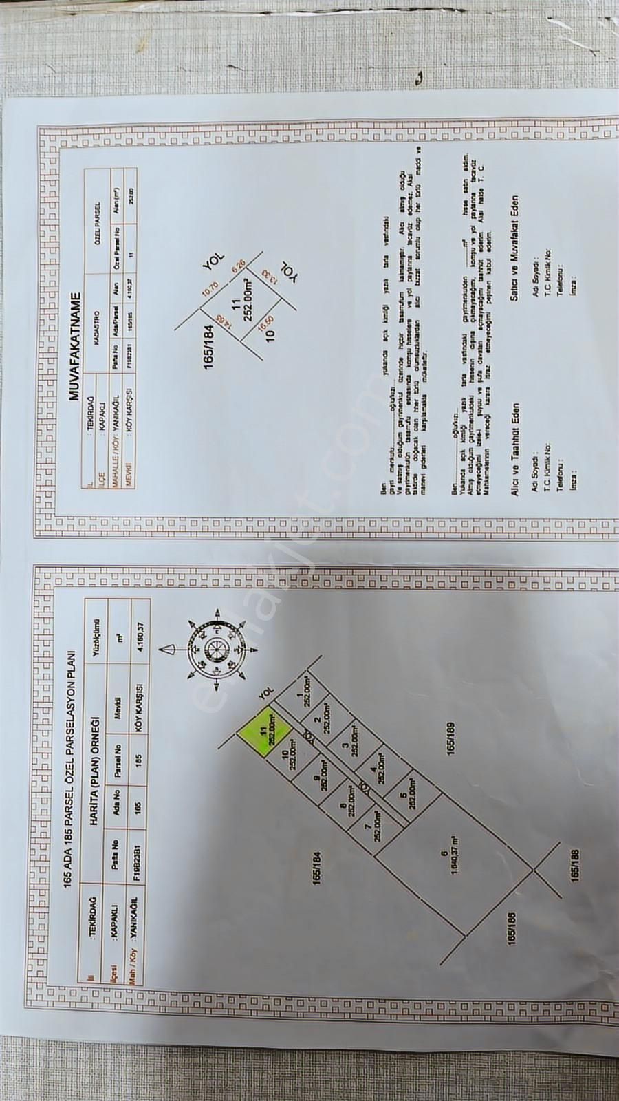 Çerkezköy Kapaklı Yanıkağıl Köy Kıyısında Satılık Arsa 252 M2