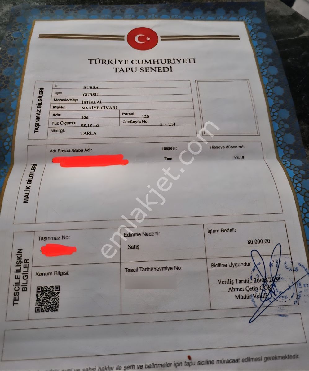 Bursa Gürsu İstiklal İmara Bitişik 98,18 M2 Tarla 1.480.000 Tl - Görsel 12