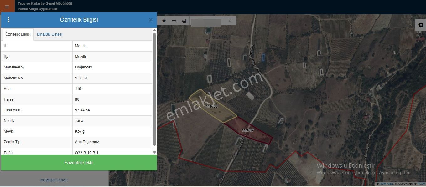 Mersin Mezitli Doğançay Köyünde Satılık Tarla