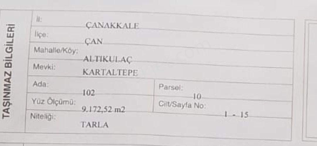 Çan Altıkulaç Satılık 9172 M2 Tarla - Görsel 3