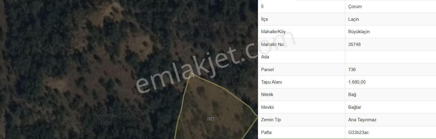 Çorum Laçinde Satılık 1680 M2 Tarla Tek Tapu - Görsel 5