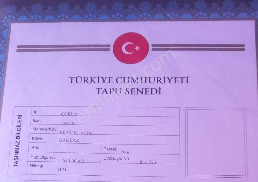 Çorum Laçinde Satılık 1680 M2 Tarla Tek Tapu - Görsel 2