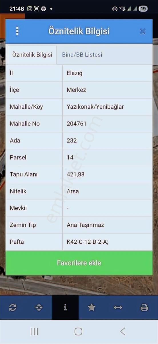 Elazığ Osb Karşısı Caddeye Sıfır Satlık Arsa