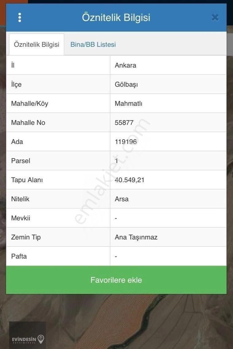 Gölbaşı Mahmatlı Da 858 M2 Spor Tesisi İmarlı Satılık Arsa