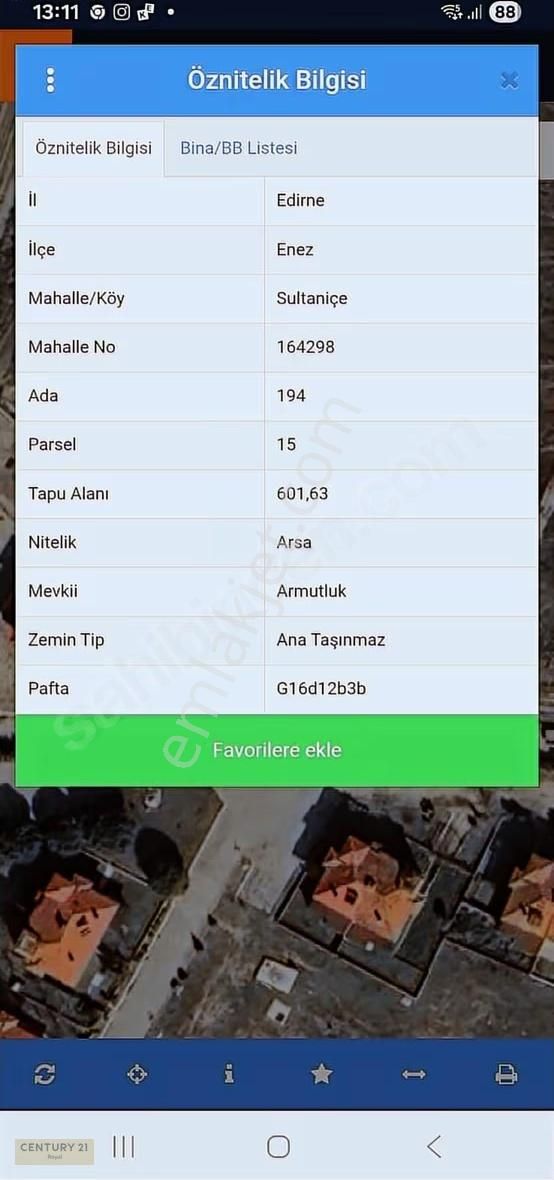 Edirne Enez Sultaniçede Satılık Arsa