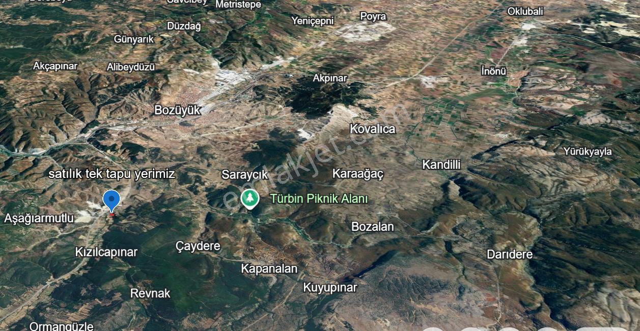 F.akboga Bilecik Kızılcapınar'da Satılık Tek Tapu Tarla 3211 M2 - Görsel 5