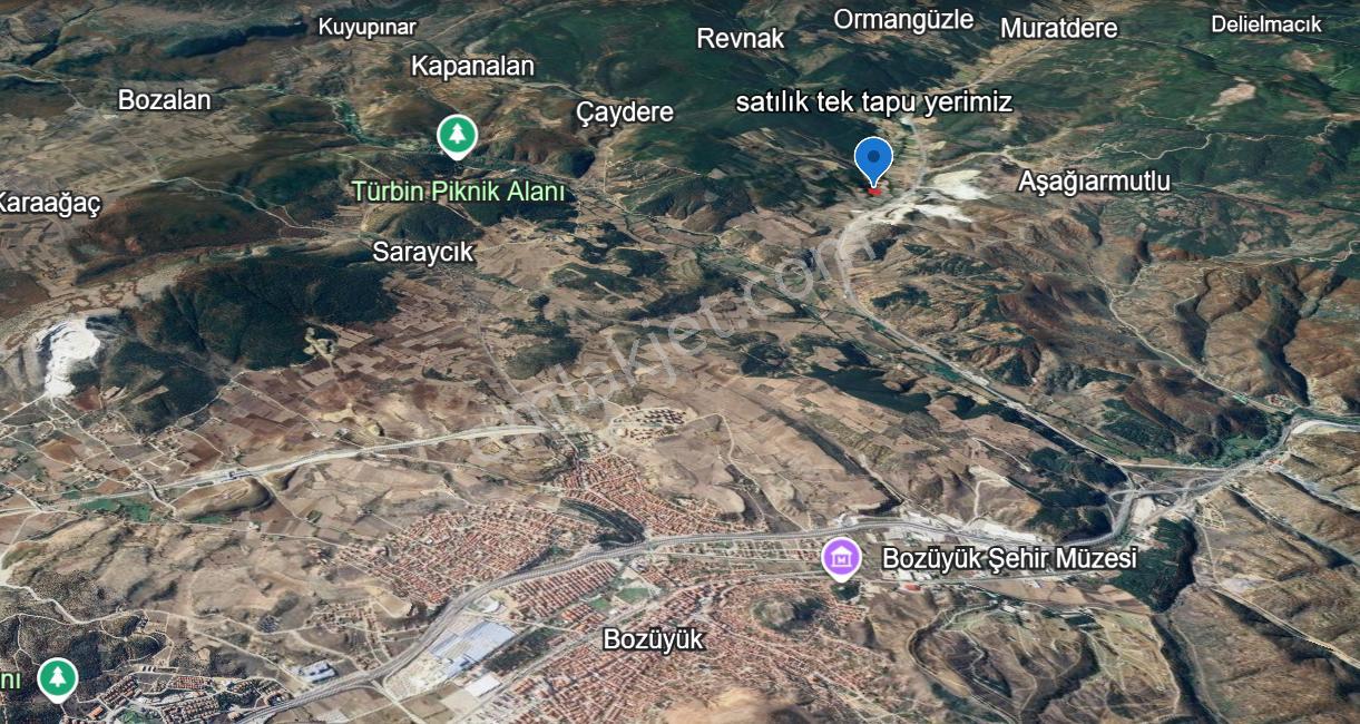 F.akboga Bilecik Kızılcapınar'da Satılık Tek Tapu Tarla 3211 M2