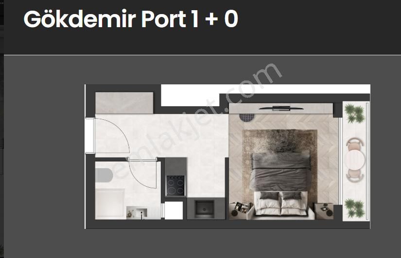 Protokol Yolu Üzeri Gökdemir Port'da Satılık 1+0 Daire - Görsel 15