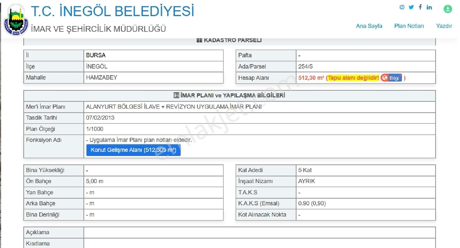 İnegöl Ün Yaşam Merkezi Alanyurt Ta Satılık Mükemmel Arsa - Görsel 4