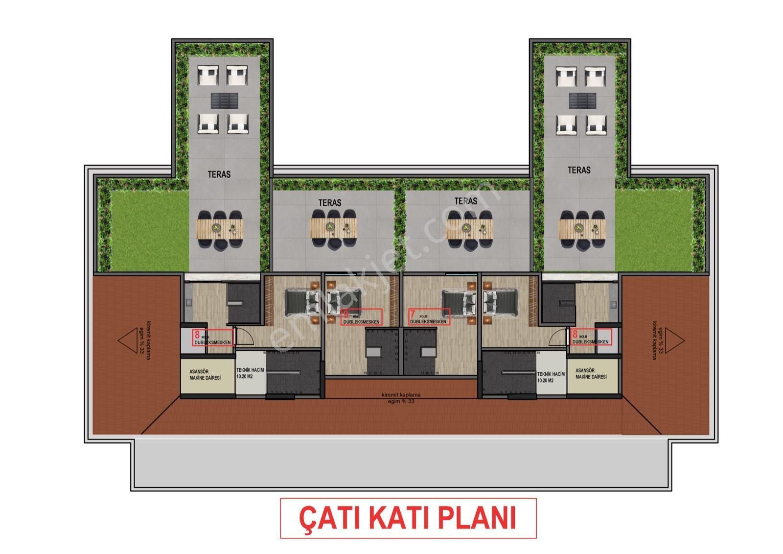 Davutlar'da Yatay Mimari 2+1 Daire/3+1 Dubleks Daire - Görsel 14