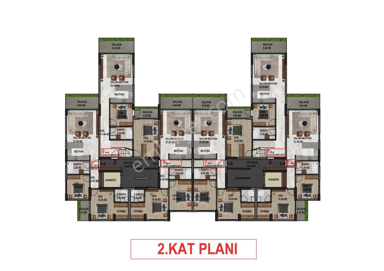 Davutlar'da Yatay Mimari 2+1 Daire/3+1 Dubleks Daire - Görsel 12