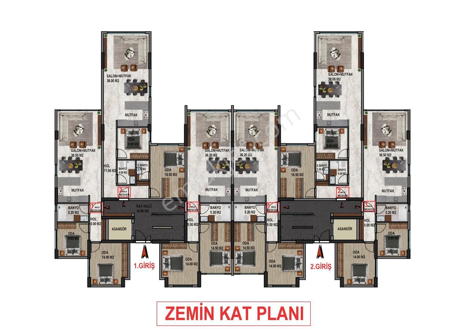 Davutlar'da Yatay Mimari 2+1 Daire/3+1 Dubleks Daire - Görsel 11