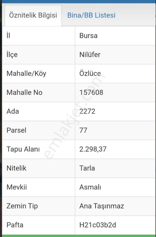 Bursa / Nilüfer / Özlüce / Yatırımlık Satılık Tarla - Görsel 2