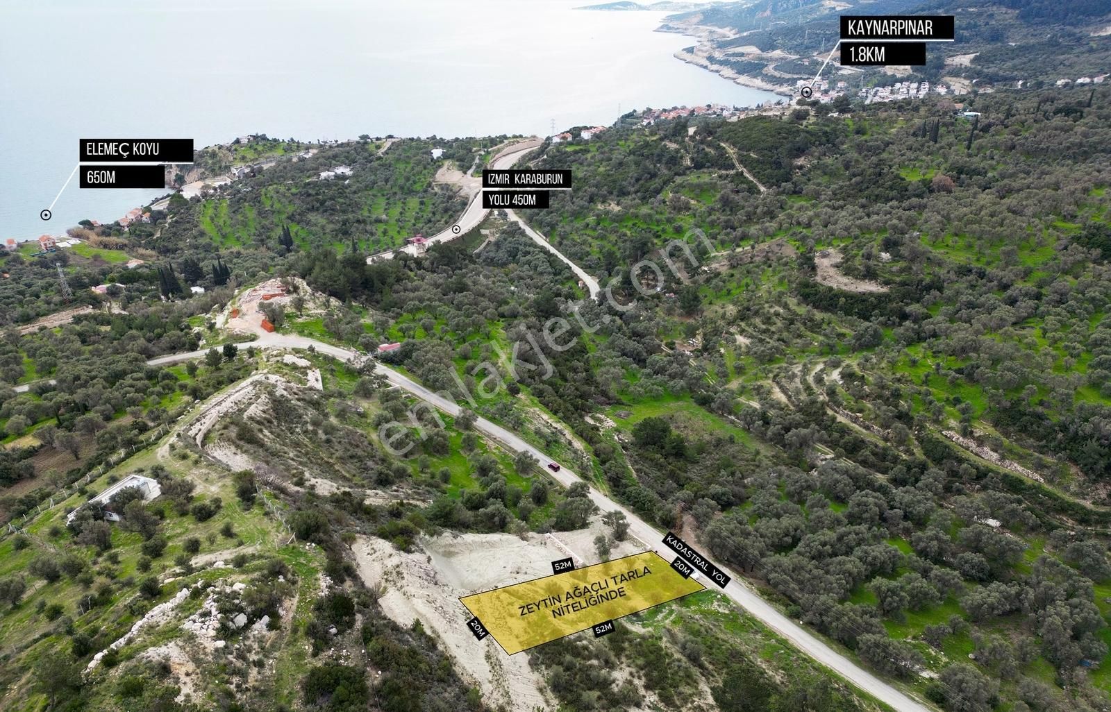 Karaburun Kösedere'de Asfalt Yola Cepheli Deniz Manzaralı Tarla - Görsel 2