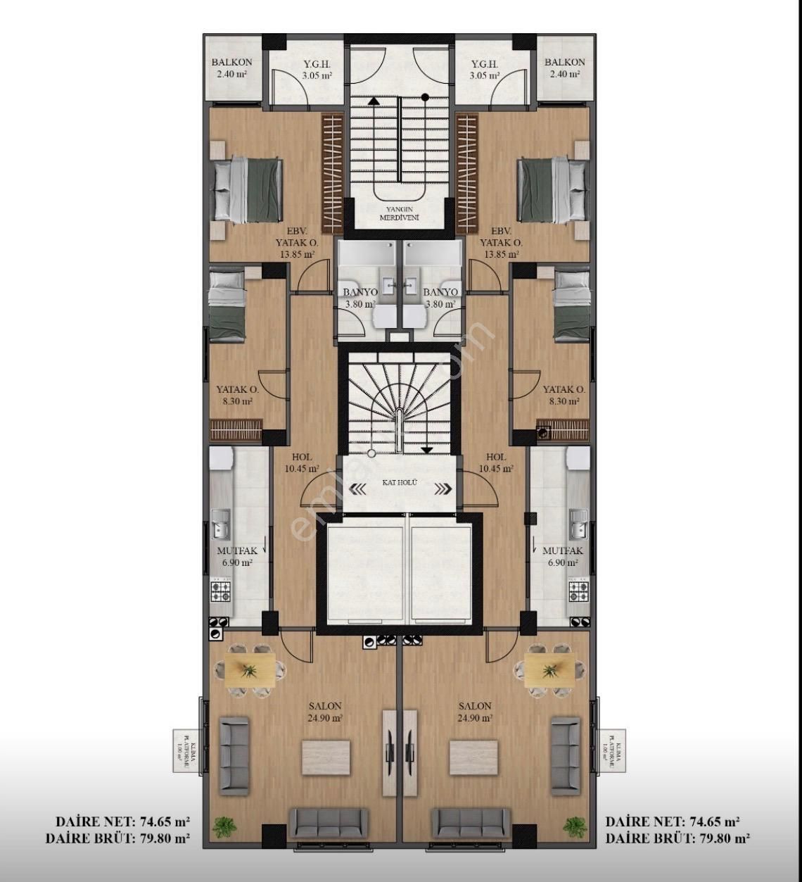 Atatürk Caddesin De 2+1 Net 75m2 Ebv.banyl Balkonlu Sıfır Fırsat