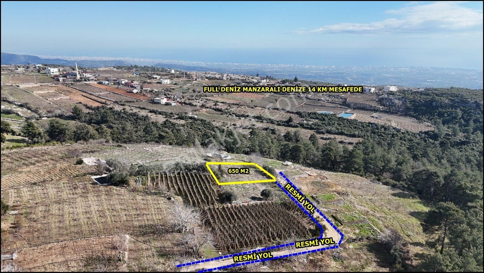 Erdemli Sıraç Deniz Manzaralı 650 M2 Villalık Arsa Önü Kapanmaz