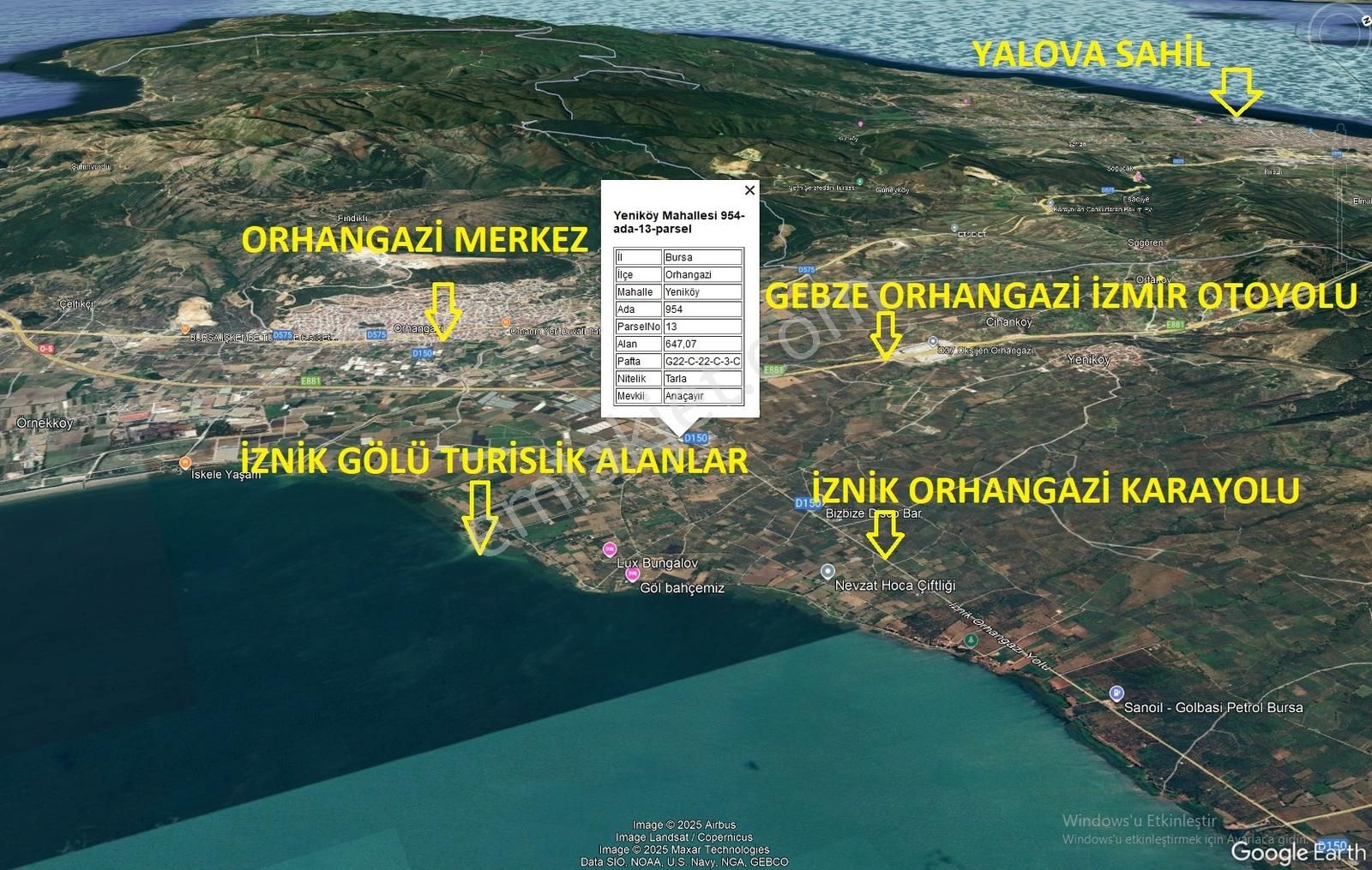 Orhangazi Gişeleri Bağlantısında Üç Yola Çephe Fırsat Arazi