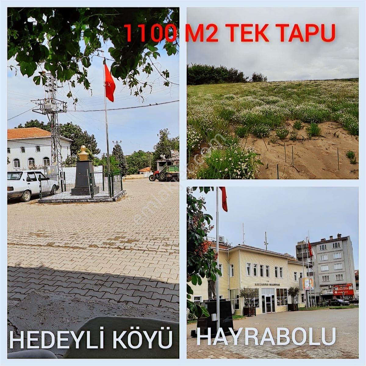 Hayrabolu Hedeyli Köyünde 1100 M2 Tek Tapu Tarla