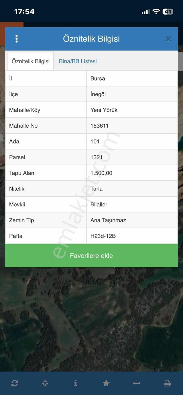 İnegöl Yeni Yörük Mahallesinde Acil Satılık Tarla