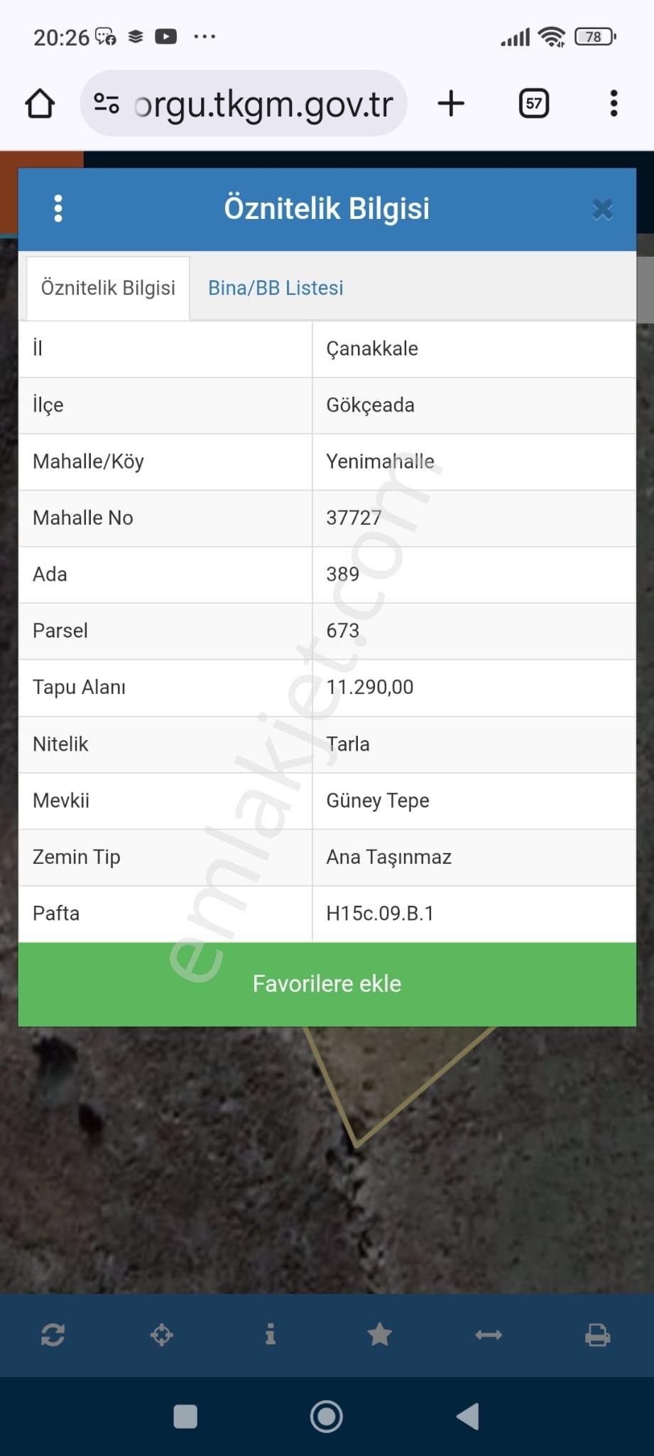 Çanakkale Gökçeada Yenimahallede Yatırımlık Satılık Tarla - Görsel 2