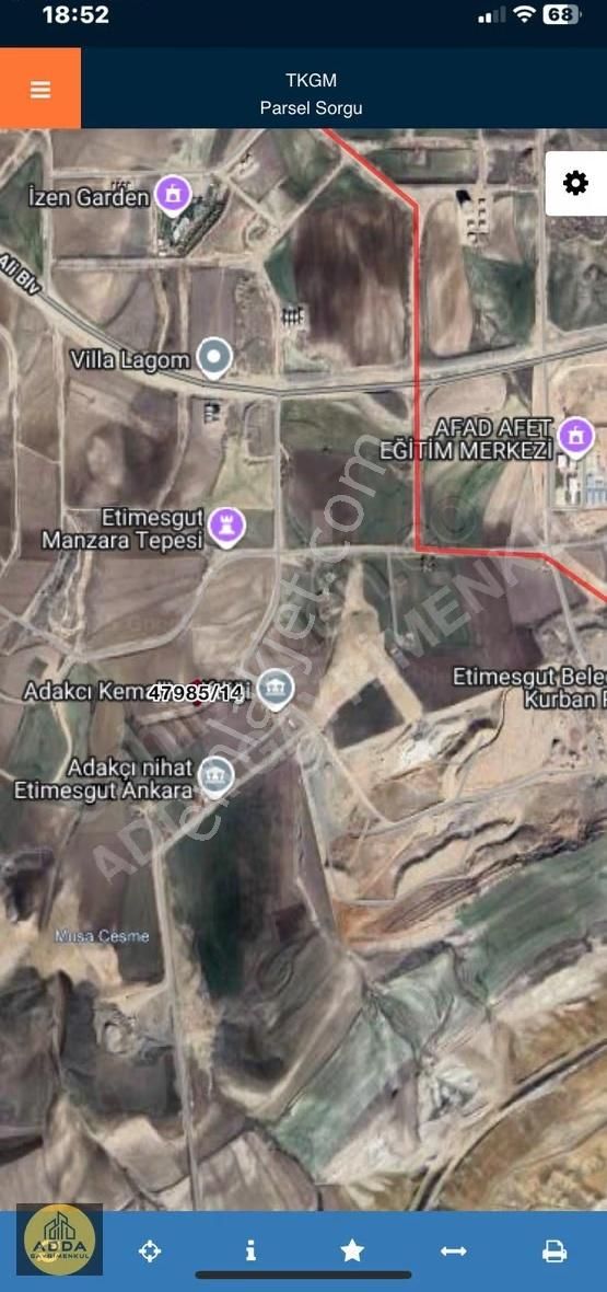 Etimesgut Elvan Mah Satılık 2 Villalık Tek Tapu Fırsat Arsa