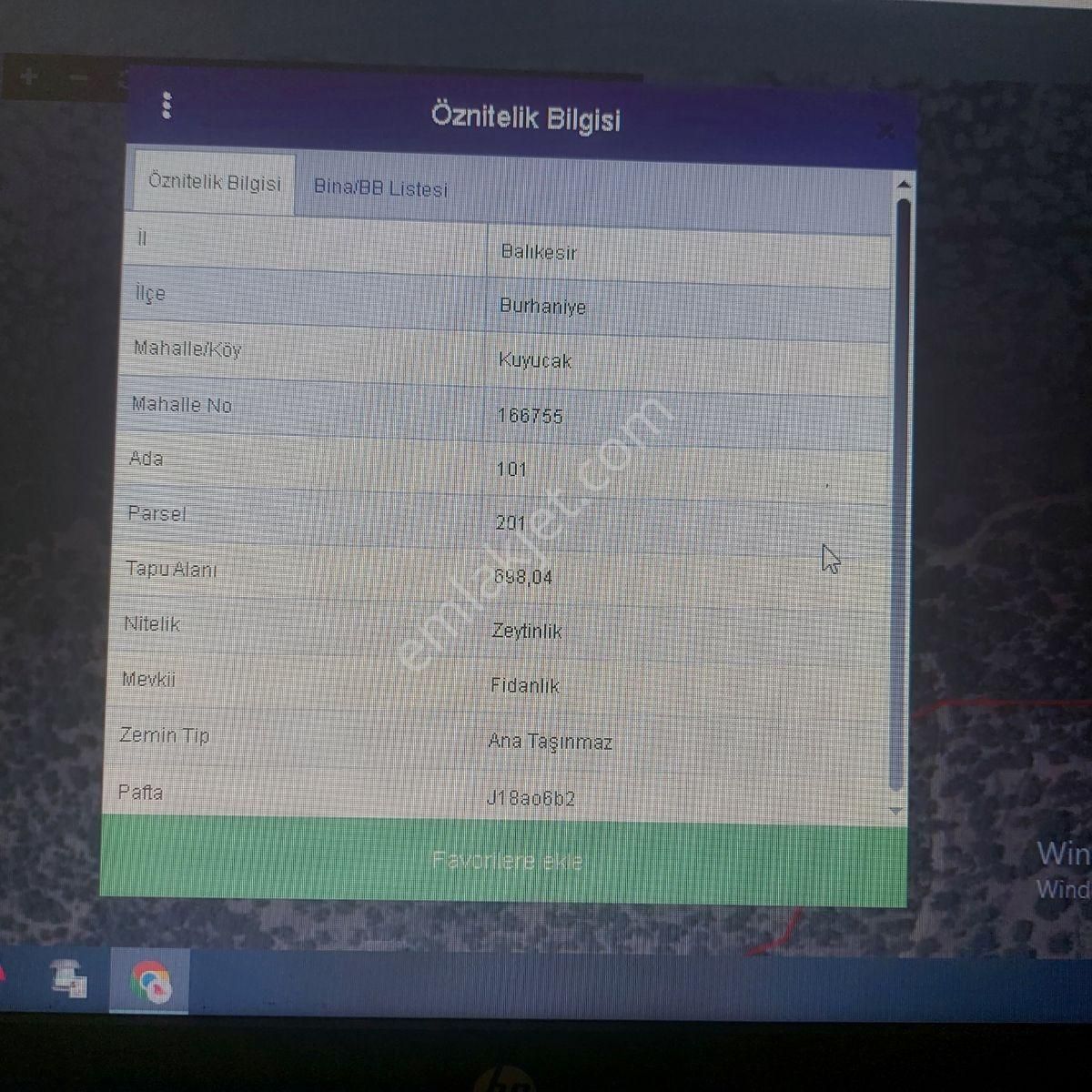 Satılık Tarla Balıkesir Burhaniyede 698 M²