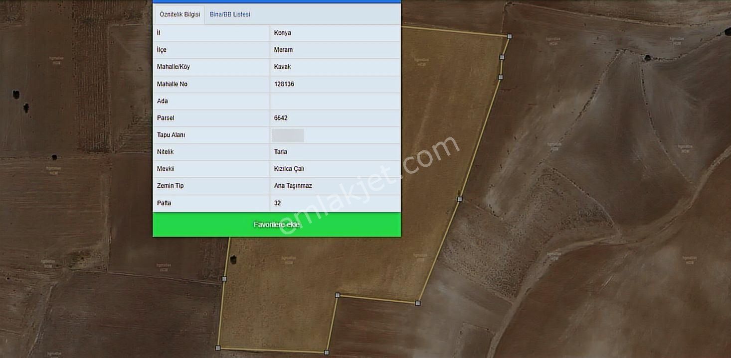 Konya Meram Kavak Mah 54200 M2 Sulak Tarla Satlık