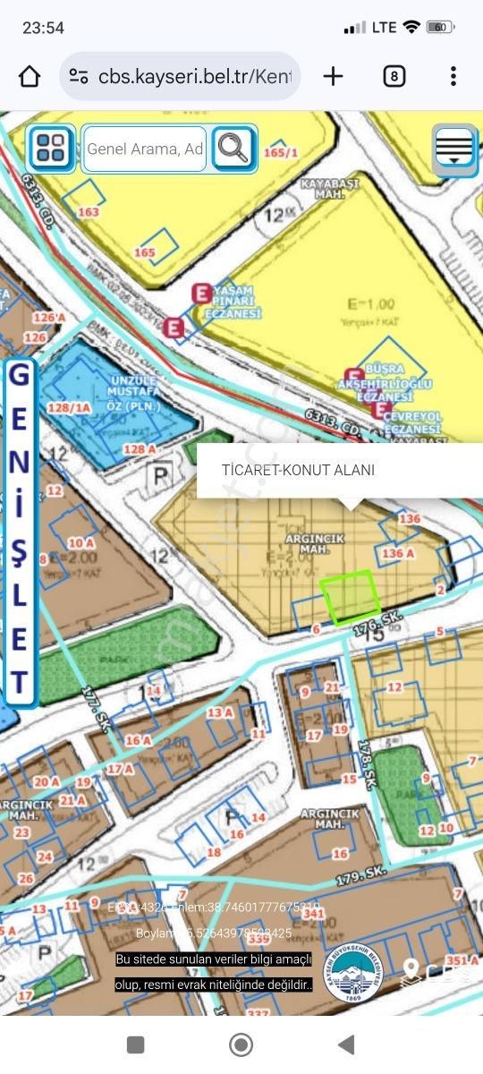 Pratik Den// Argıncık Kayabaşında Satlık Ticari Konut Parseli