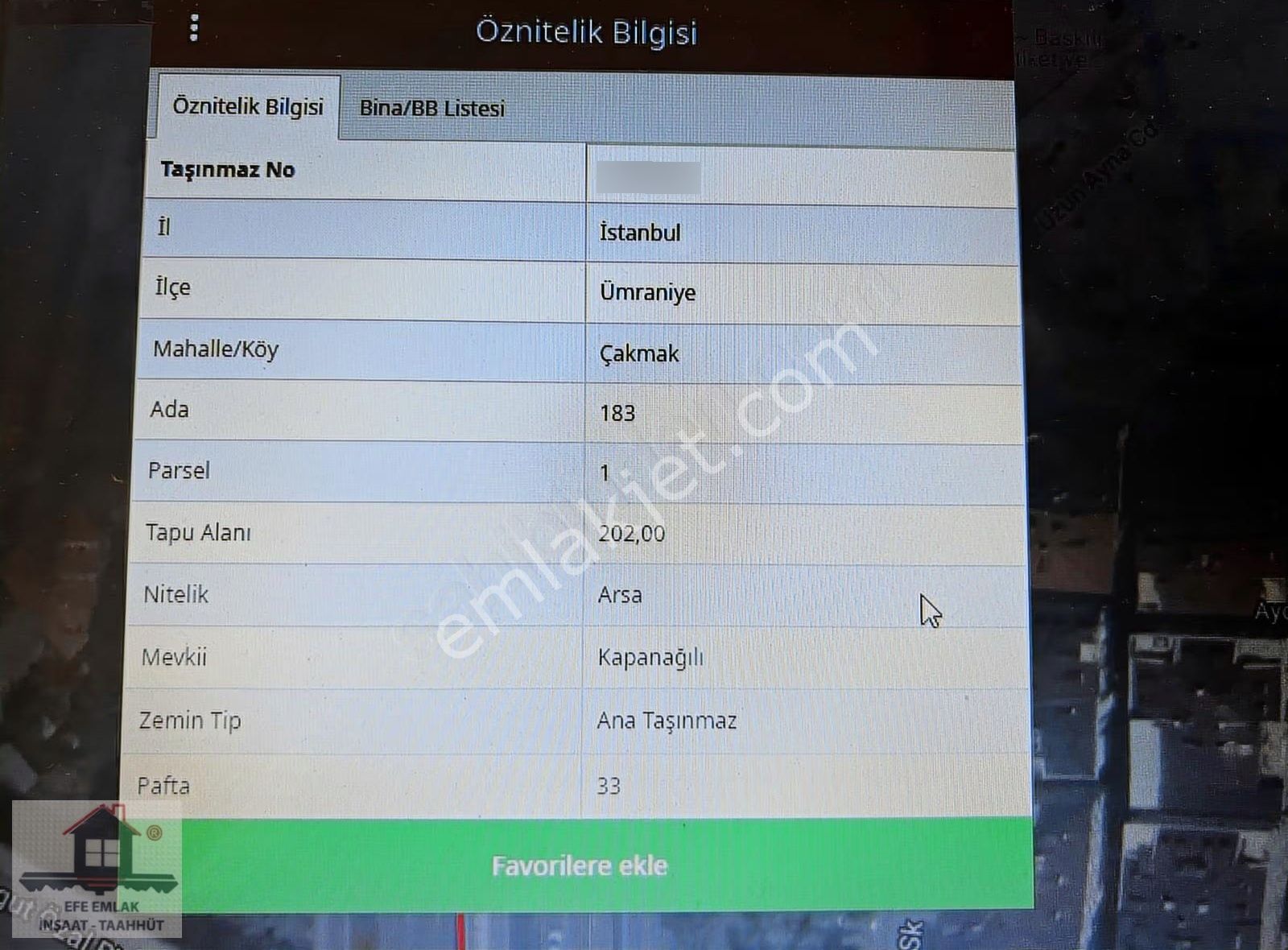 Satılık 202 M_2 Arsa Efe Emlak Çamlık Mah. Ümraniye İstanbul - Görsel 4
