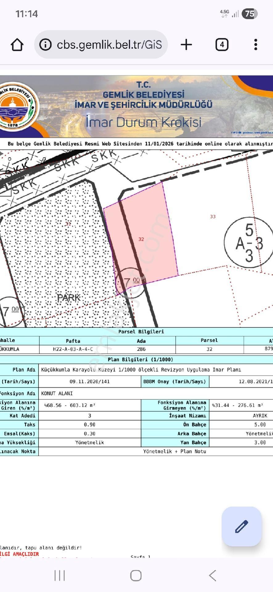 Gemlik K.kumla Feyza Emlak Tan Satılık Bahçe