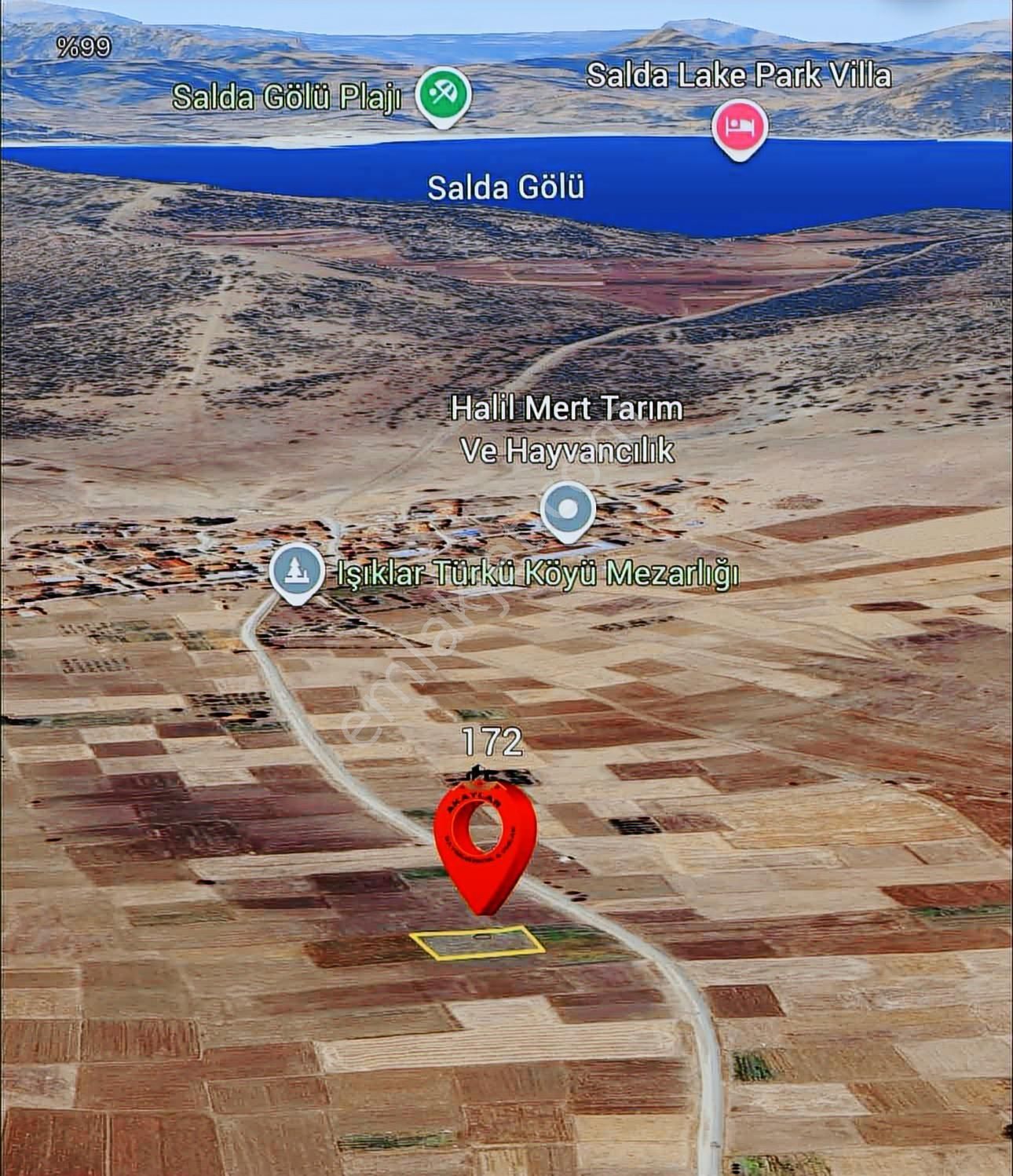 Salda Gölüne 2 Dakika Işıklar Mahallesinde Tarla - Görsel 7