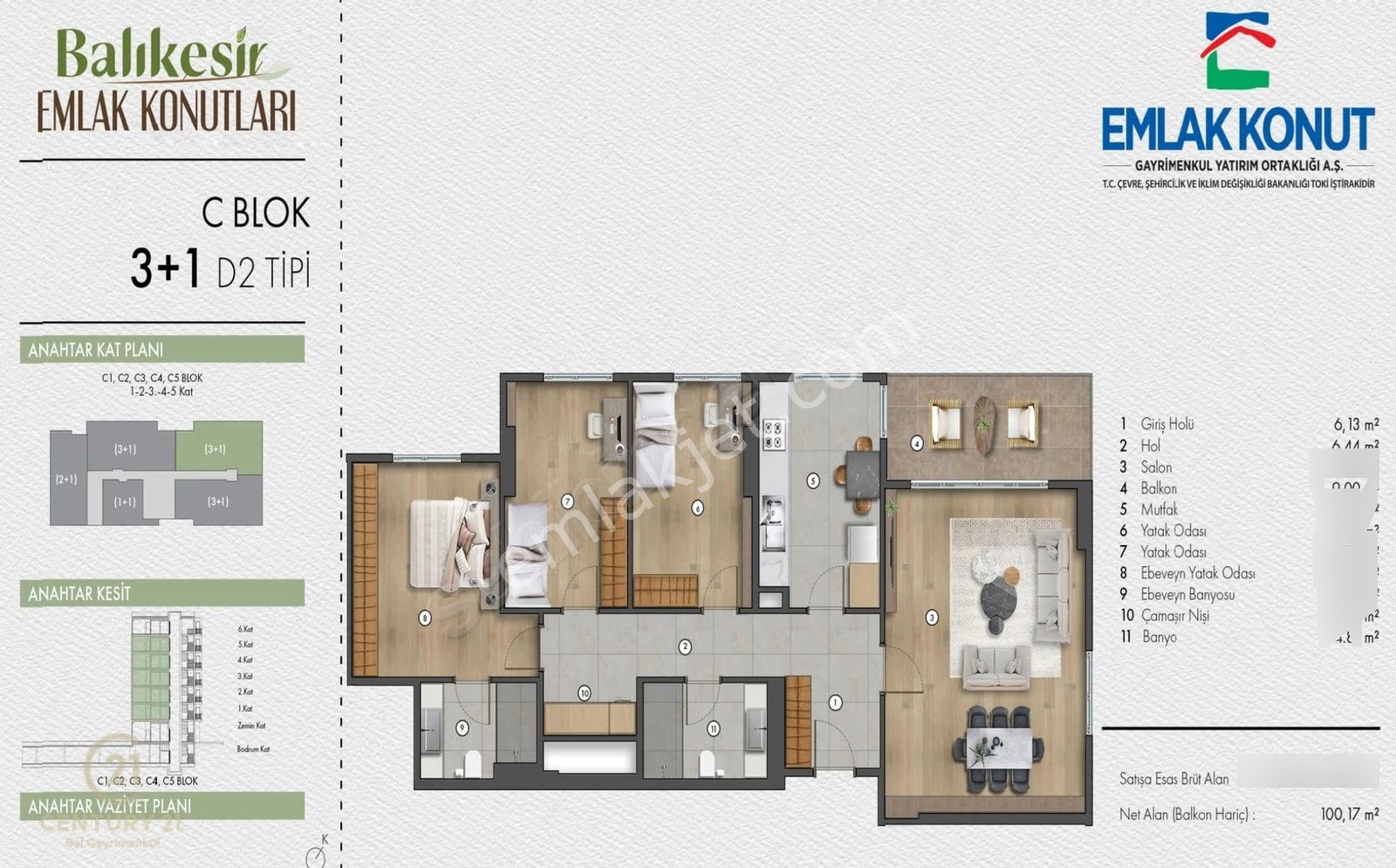 C21 Bal'dan Emlak Konutlarında Kiralık Ara Kat 3+1 Daire - Görsel 25