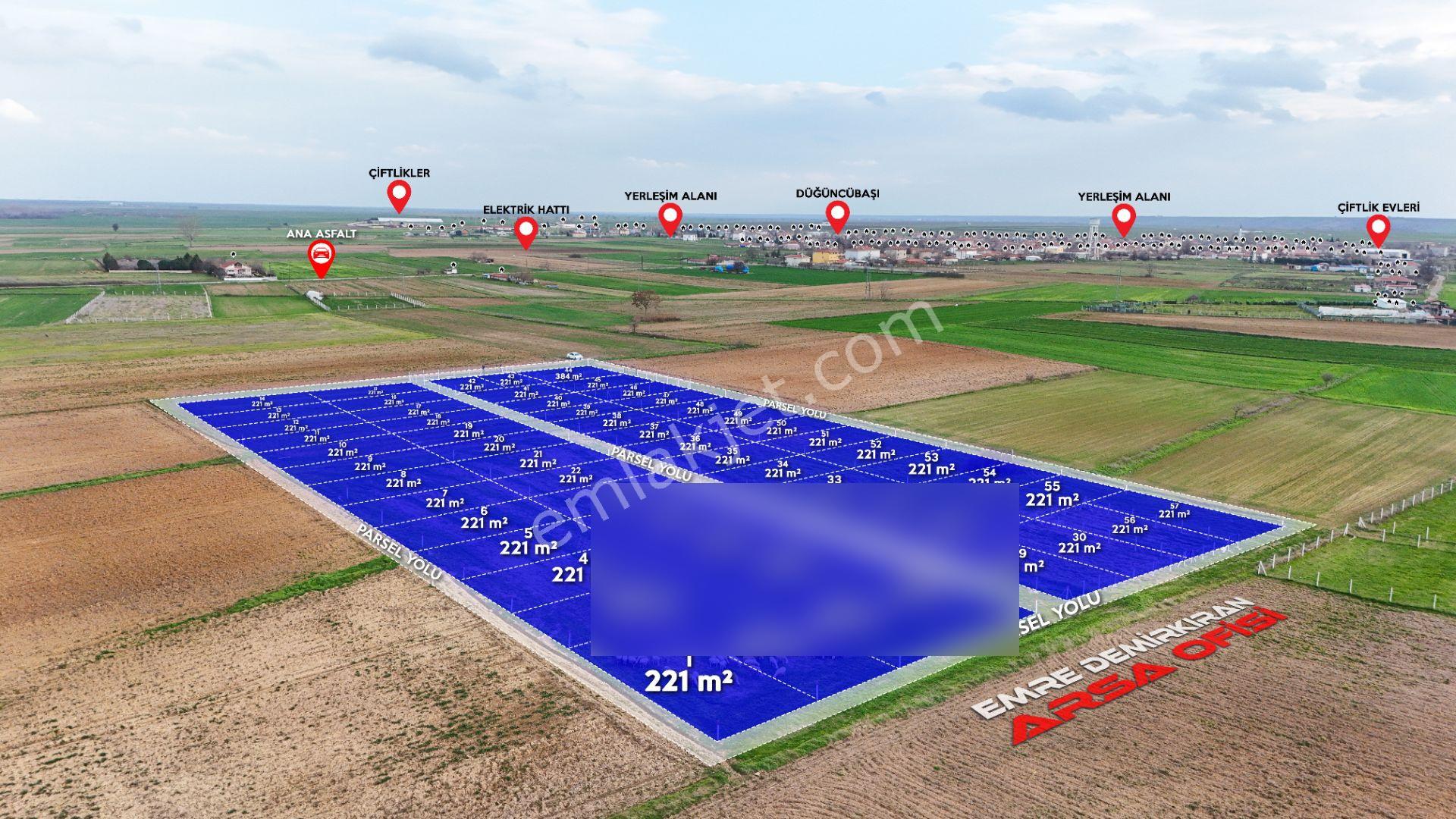 Lüleburgaz Düğüncübaşın'da Mahalleye Yakın 221 M² Satılık Tarla