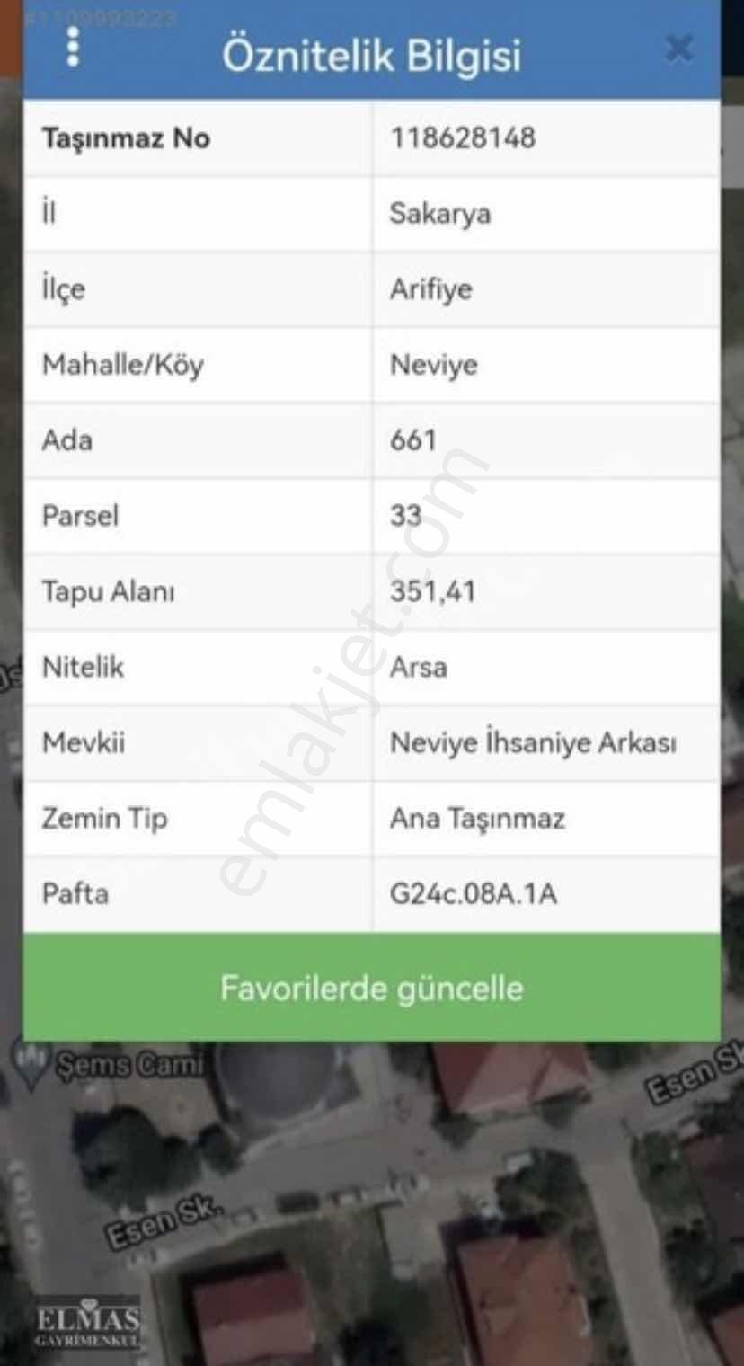 Sakarya Arifiye İlçesi Neviye Mahallesinde Satılık 351m2 Arsa !! - Görsel 3
