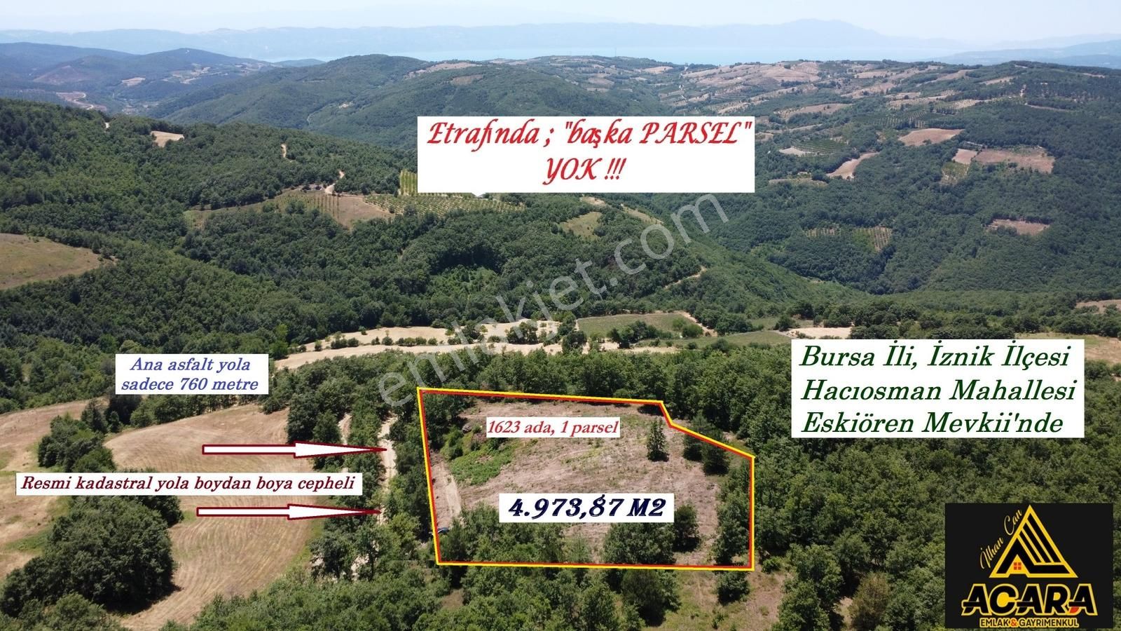 İznik Hacıosman'da Fırsat/ 4.973m² Yol Ve Orman Cepheli Tarla - Görsel 4